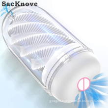 SacKnove Male Masturbator Suction Cup Breathing Valve Design Spiral Channel Manual Self-Priming Masturbation Sex Toys For Men